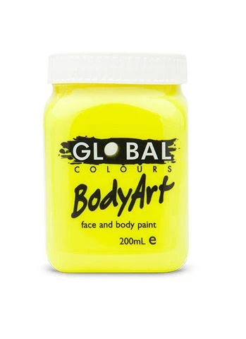 Global BodyArt UV Neon Yellow 200ml Liquid Makeup