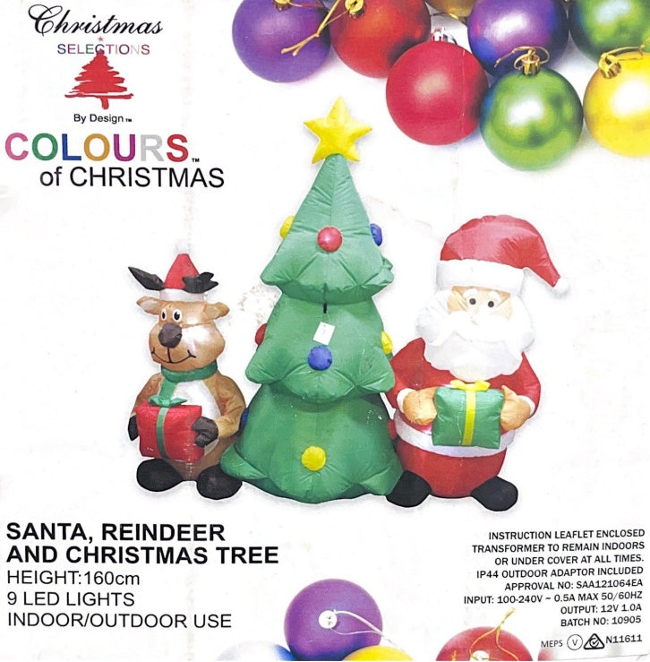 Christmas Santa, Reindeer and Tree Inflatable Decoration