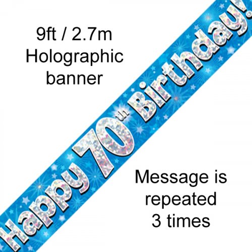 Blue Happy 70th Birthday Banner