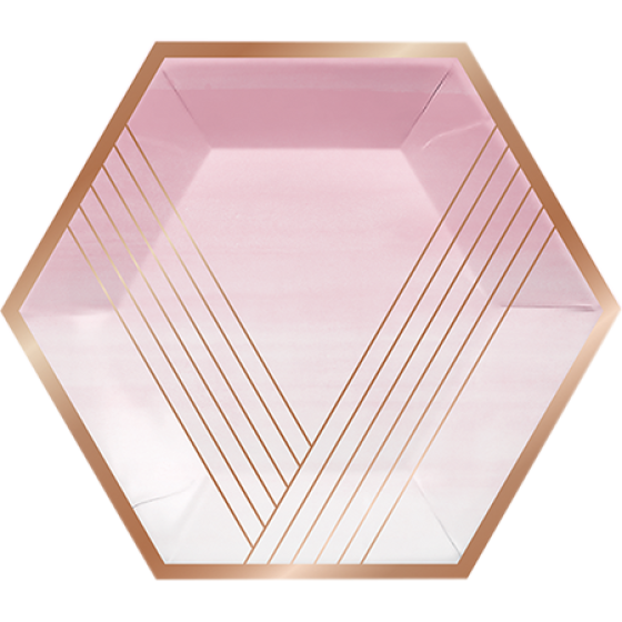 Rose All Day Series Paper Banquet Plates with Rose Gold Foil