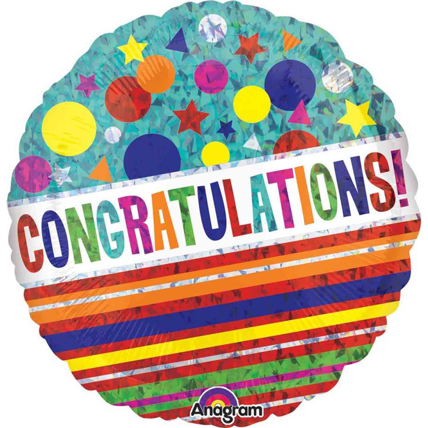 Holographic Congratulations Sparkle Foil Balloon