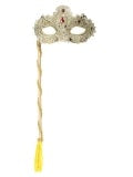 Crystal Lace Gold Eye Mask on Stick