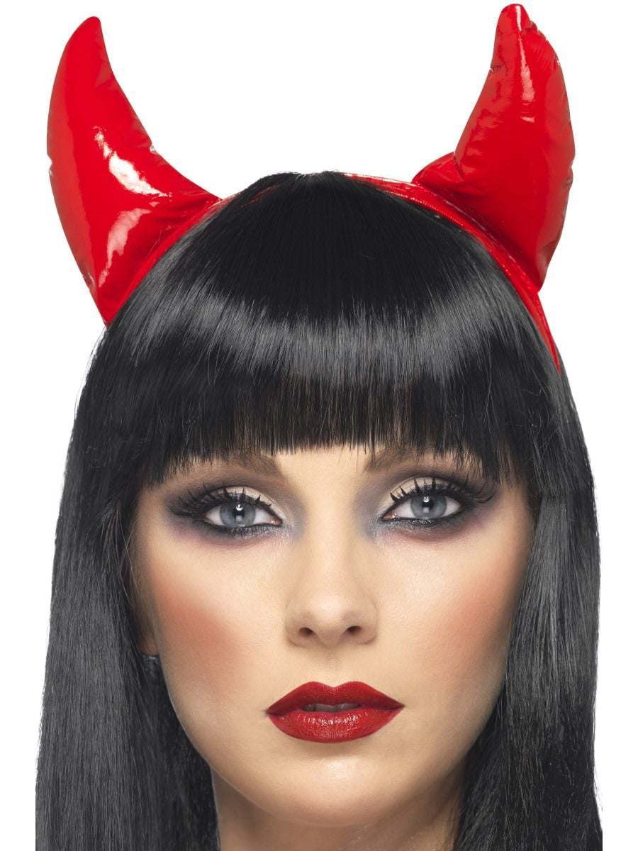 Red PVC Devil Horns Headband