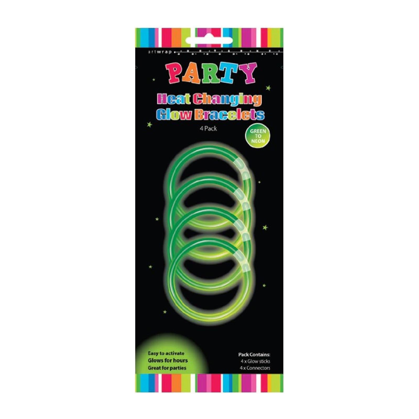 Heat Changing Glow Bracelet 4 Pk Green