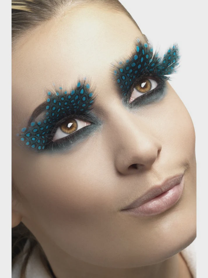 Aqua Feather Eyelashes with Dots