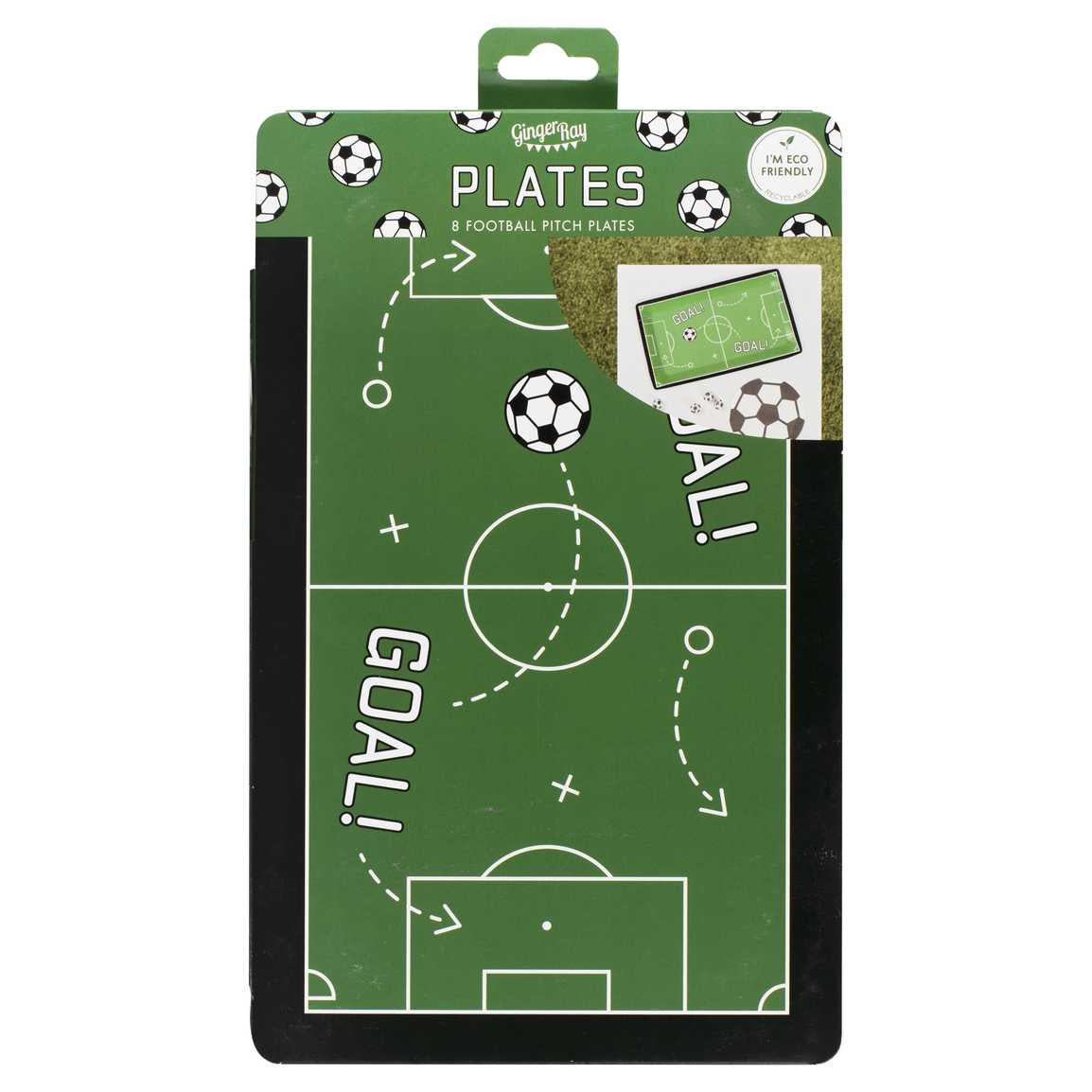 Ginger Ray Football/Soccer Pitch Paper Plates 8 Pack