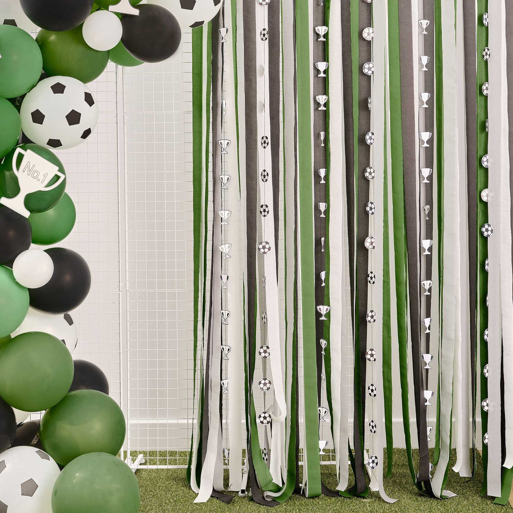 Green Paper Streamer Football/Soccer Party Backdrop