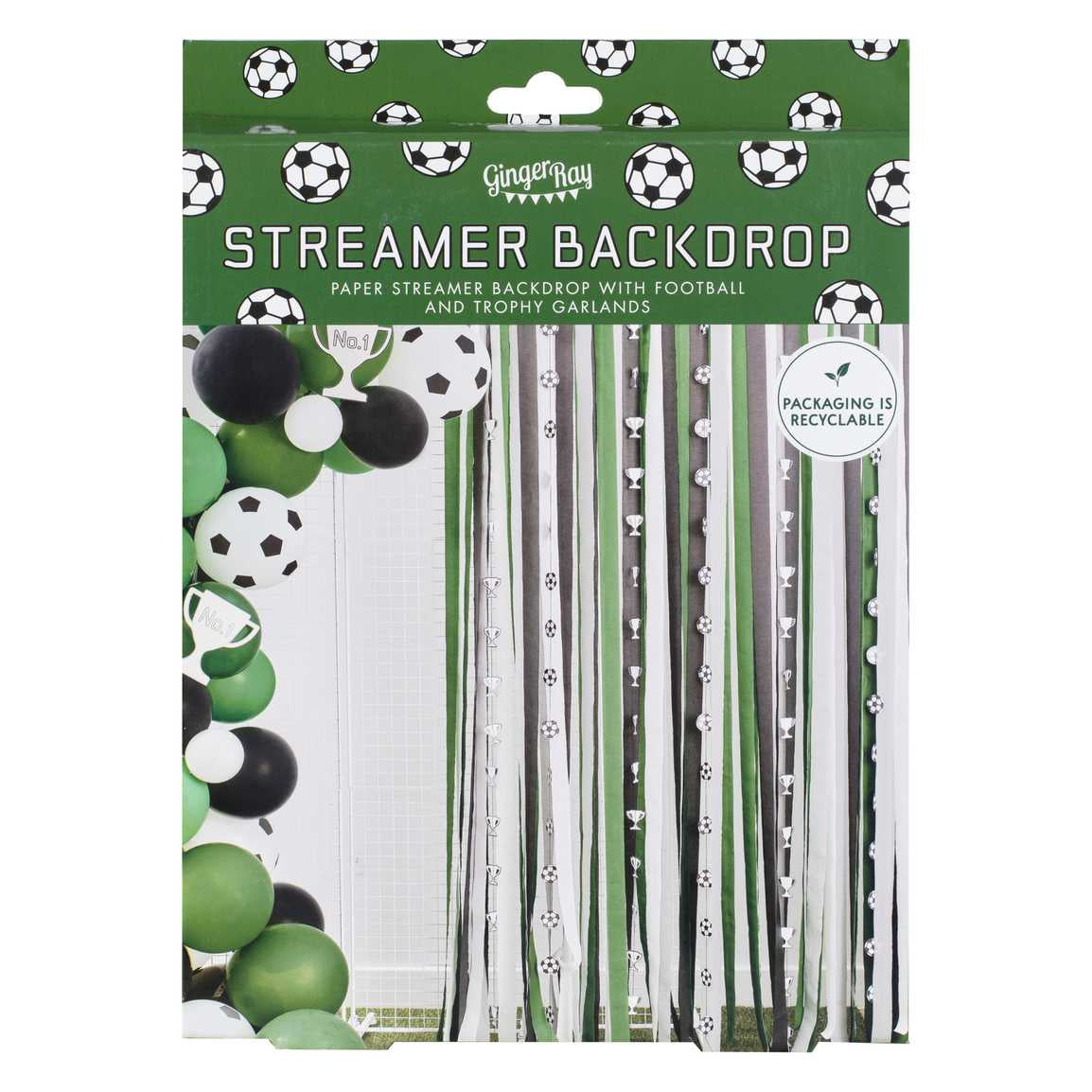 Green Paper Streamer Football/Soccer Party Backdrop