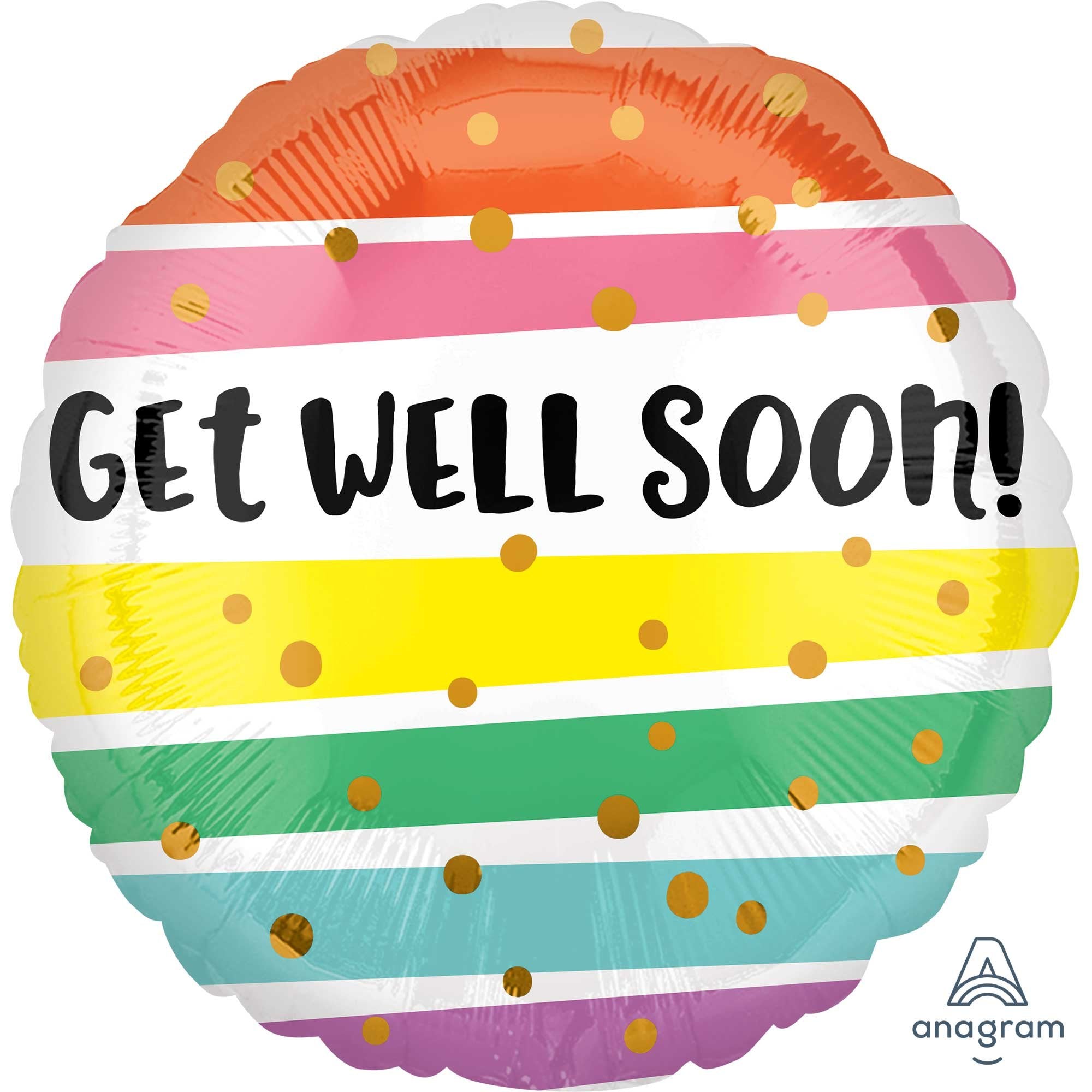 Bold Stripes Get Well Soon Foil Balloon