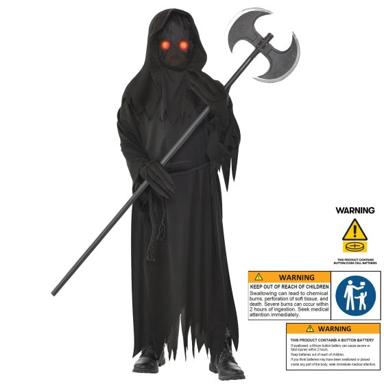 Glaring Reaper Boys Costume with LED Light -Up Eyes