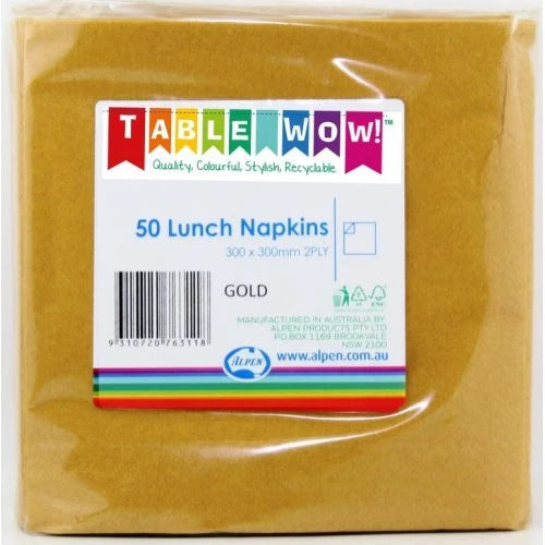 Gold Lunch Napkins Pack of 50