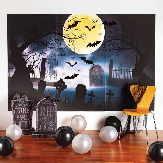 Graveyard Backdrop Deluxe Scene Setters Kit