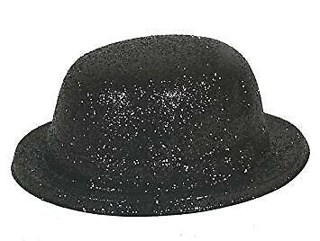 Black Glitter Bowler Hat