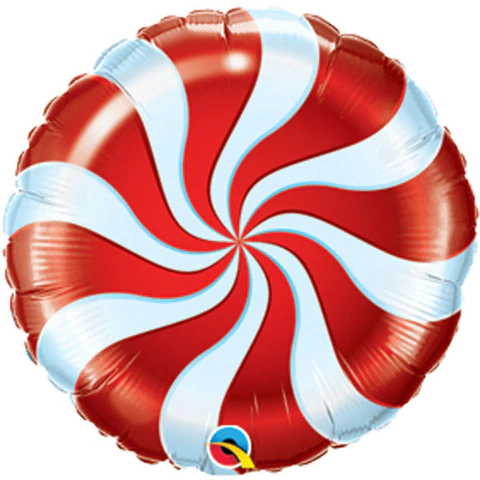 Red and White Candy Cane Swirl 18inch/45cm Foil Balloon