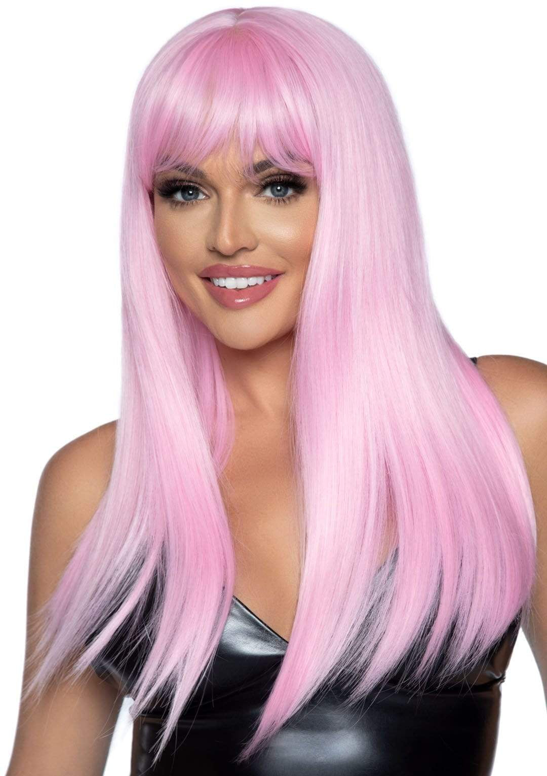 Pink Long Straight Bang Wig 24"