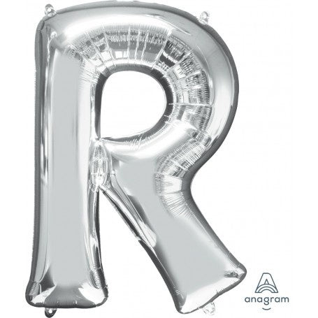 Silver Letter R Supershape Foil Balloon