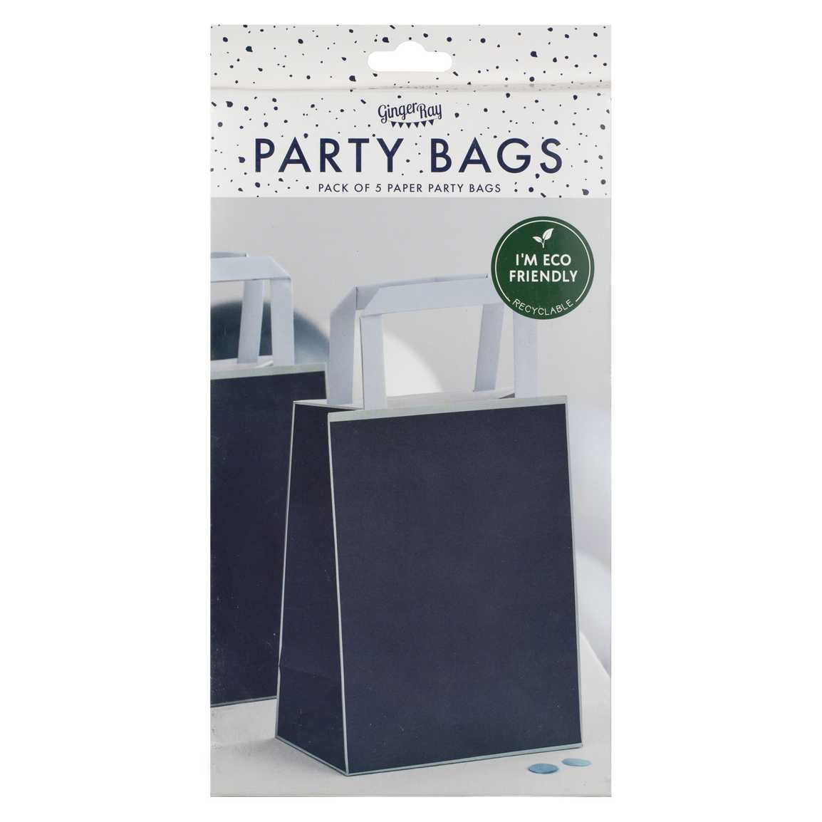 Navy Blue Paper Party Bags 5 Pack