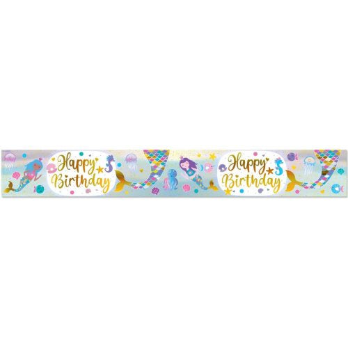 Shimmering Mermaid Holographic Birthday Banner