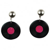 Pink Record Earrings