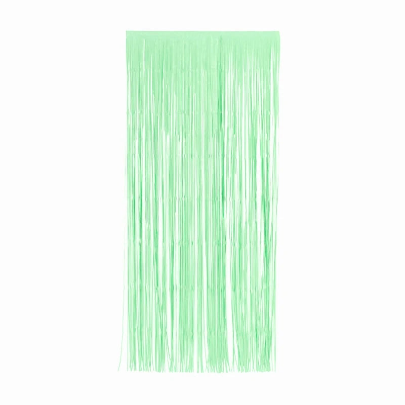 Mint Green Foil Metallic Curtain - Matte