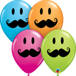 Smiley Moustache Printed Latex Balloons Pack of 50