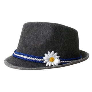 Grey Oktoberfest Fedora with Flower