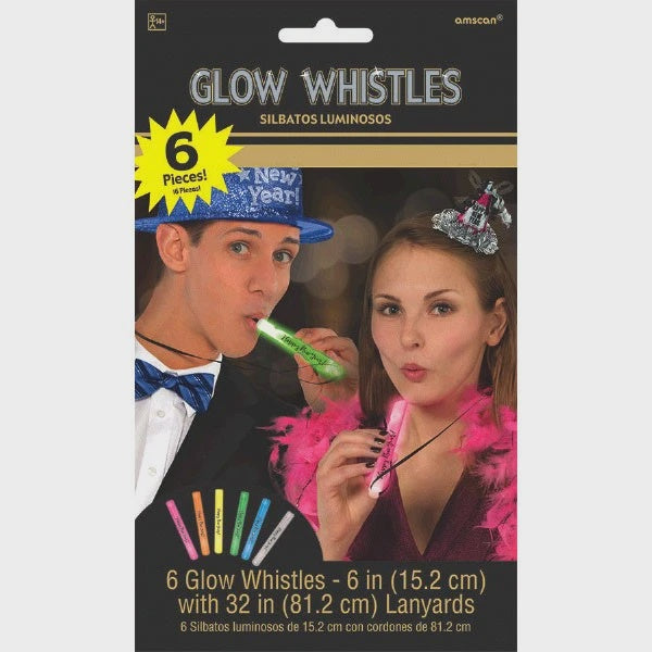 Happy New Year Glow Whistles 6pk