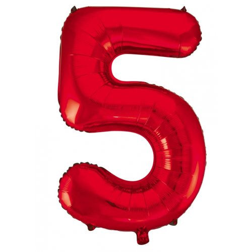 Red Number 5 Supershape Foil Balloon