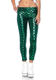 Hipster Green Mermaid Costume Leggings - Extra Small