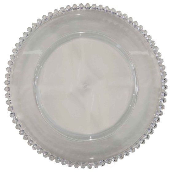 Clear Plastic Beaded Charger Plate 33cm