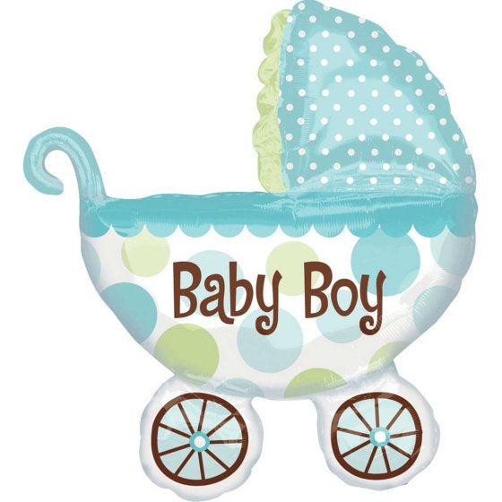 Baby Boy Blue Buggy/Pram SuperShape Foil Balloon