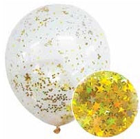Gold Star Glitter Confetti Balloon 3pk