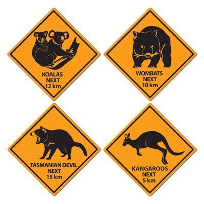 Australian Outback Road Cutouts 4 Pack