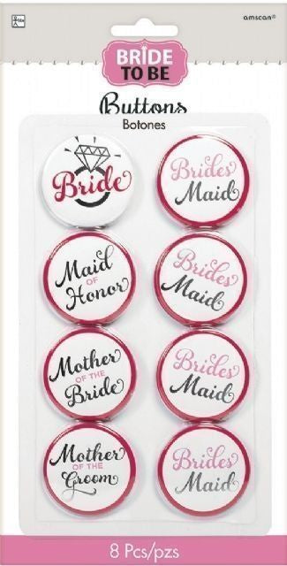 Bride Buttons Pack of 8