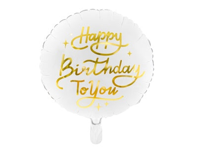 Foil Balloon Matte Round Happy Birthday to You White/Gold