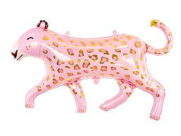 Glossy Pink Leopard with Gold Spots Supershape Foil Balloon