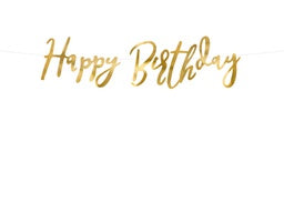 Gold Cursive Happy Birthday Banner 5 x 62cm