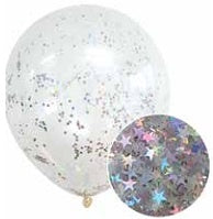 Silver Star Glitter Confetti Balloon 3pk