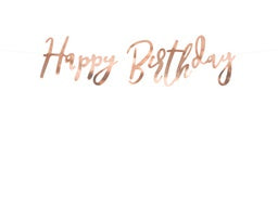 Rose Gold Cursive Happy Birthday Banner 5 x 62cm