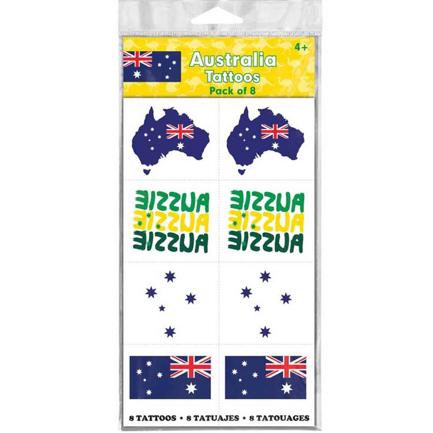 Australia Assorted Tattoos 8 Pack