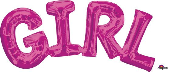 GIRL Pink Phrase Foil Balloon 55cm x 25cm