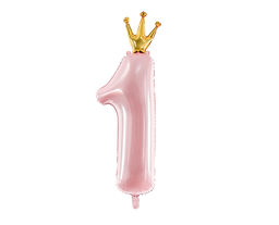 Pastel Pink Number 1 with Crown Foil Balloon