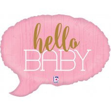 Hello Baby Pink Speech Bubble Foil Balloon 24inch (61cm)