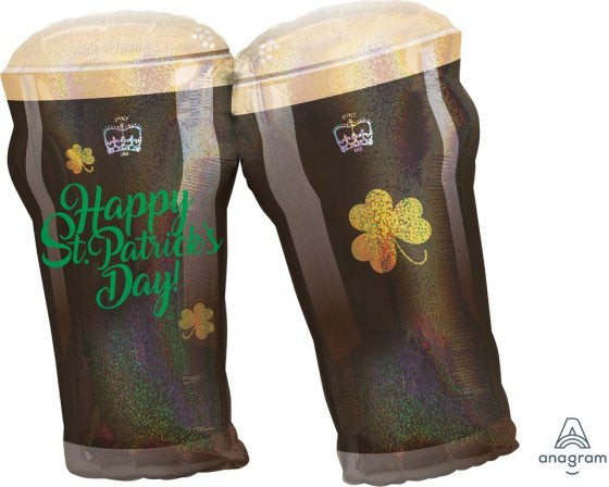 Happy St Patrick's Day Beer Glasses SuperShape Foil Balloon