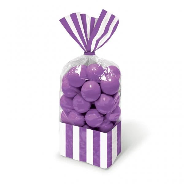 Purple Stripe and Clear Favour Bags