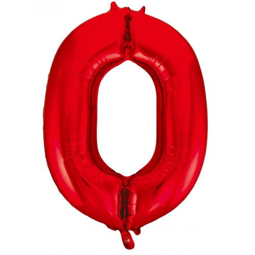 Red Number 0 Supershape Foil Balloon
