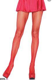 Red Nylon Fishnet Pantyhose