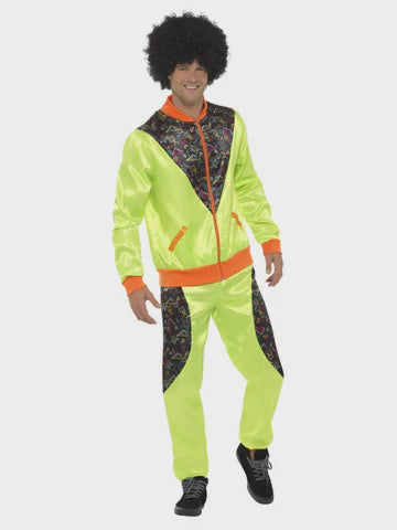 80s Neon Green Retro Shell Suit Mens Costume