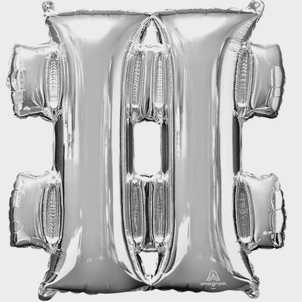 Silver Symbol Hashtag SuperShape Foil Balloon
