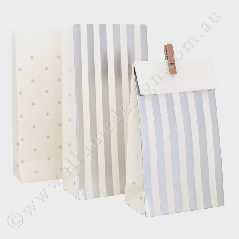 Illume Silver Foil Stripes & Polka Dots Treat Bags